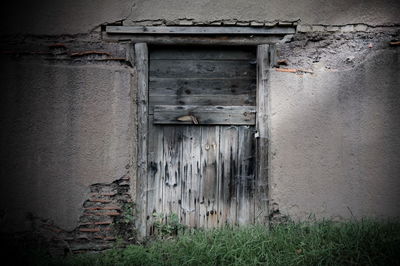 Closed door of house