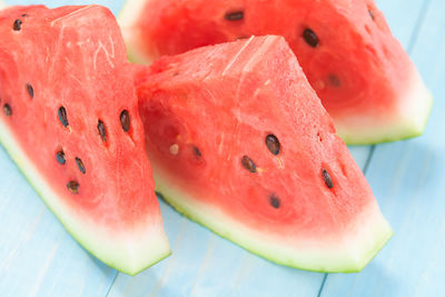 Close-up of fruit in plate on table