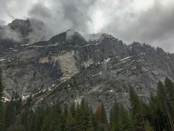 Scenic view of mountains against cloudy sky