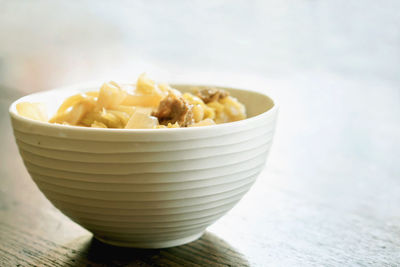 Close-up of food in bowl on table