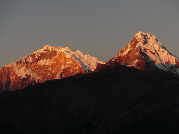 Scenic view of mountains against clear sky