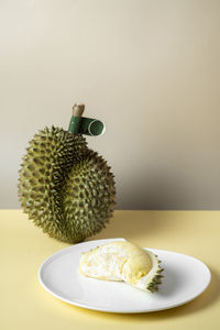 Close-up of dessert in plate on table