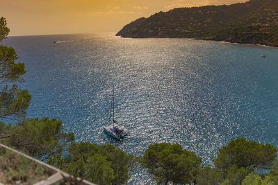 High angle view of sea against sky