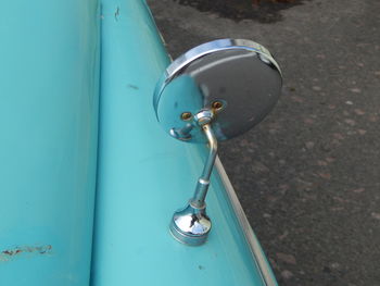 High angle view of vintage car on door