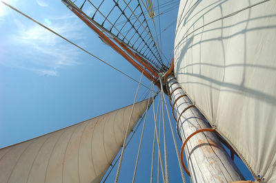 Low angle view of sailboat against sky