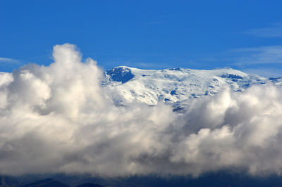 Low angle view of mountain against sky