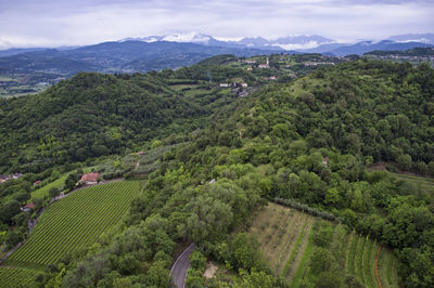 View of the hills to the north, from the top of juliet's castle montecchio maggiore vicenza, italy