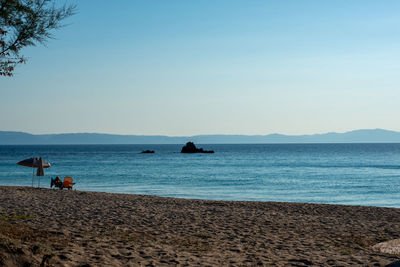 Scenic view of sea against clear sky