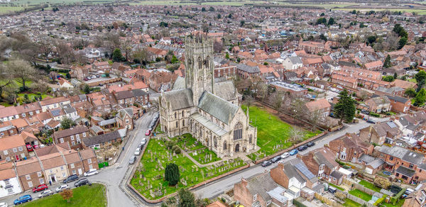 Overhead view of the town of hedon, east riding of yorkshire, uk