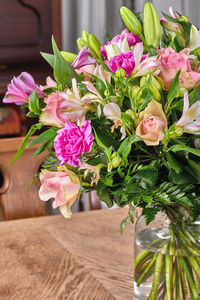 Close-up of flowers on table