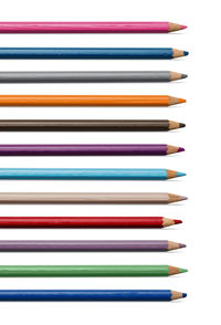 Colorful crayons on white background