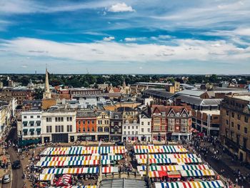 High angle view of market in city