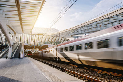 Railroad station platform against sky