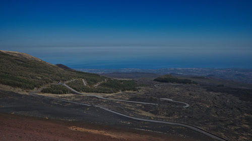 Scenic view of landscape against blue sky