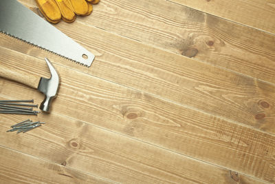 High angle view of people on hardwood floor