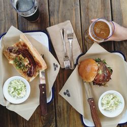 Close-up of food served on table