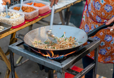 The favorite stir fried noodle thai style is name pad thai.cooking and ingredients.