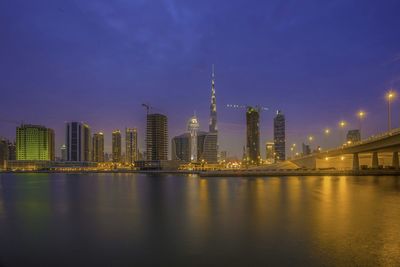 City lit up at night