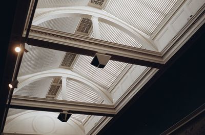 Low angle view of skylight in building