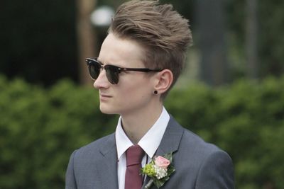 Close-up of young man wearing eyeglasses