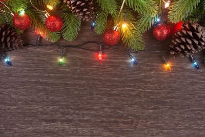 Illuminated christmas tree at night