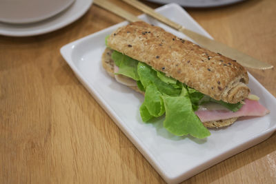 High angle view of food on table