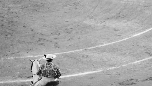 Rear view of a bullfighter