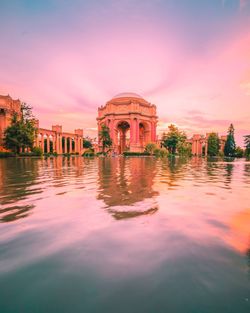 Reflection of building in water