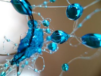 Low angle view of blue droplets