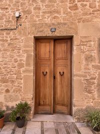 Closed door of building