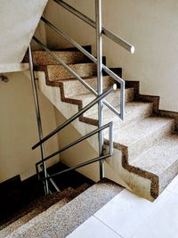 High angle view of spiral staircase in building