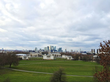 Buildings in city against sky