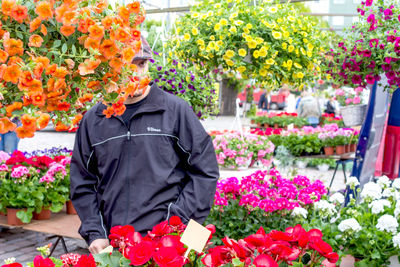 View of man in flower market