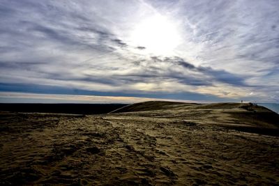 Scenic view of land against sky