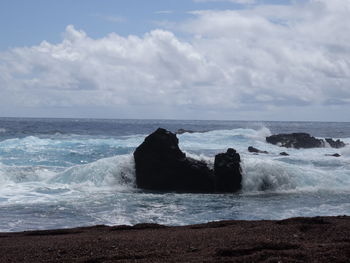 Scenic view of sea against cloudy sky