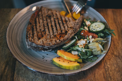 Close-up of food served in plate