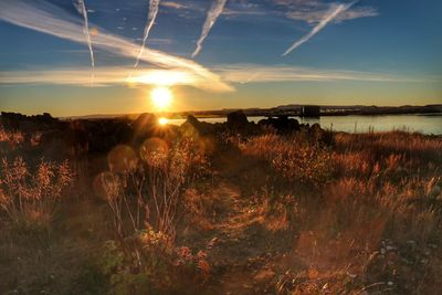 View of lake at sunset