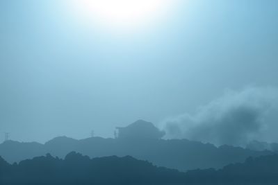 Scenic view of silhouette mountains against sky