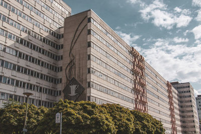 Low angle view of modern building against sky