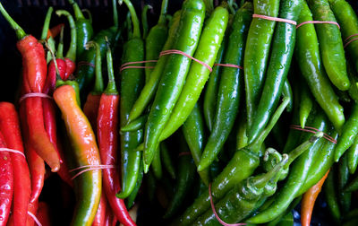 Full frame shot of chili peppers for sale in market