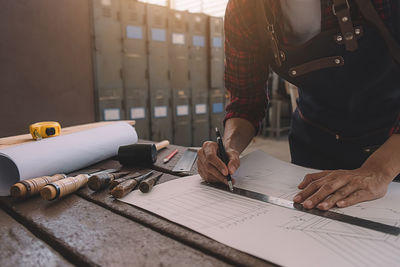 Man working on table