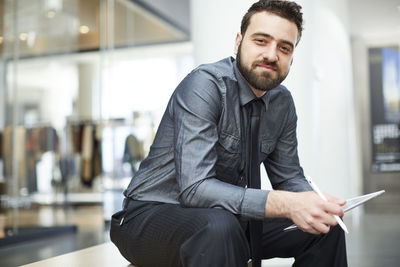 Young man working at home