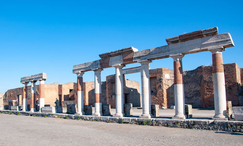 View of old temple against clear sky