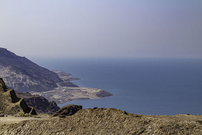 Scenic view of sea against clear sky