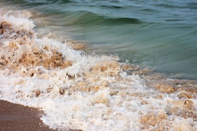 Waves splashing on shore