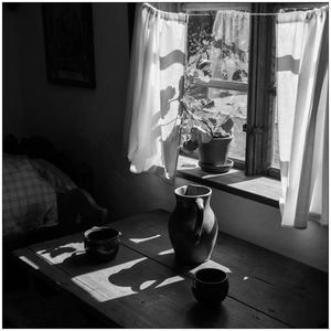 View of wine glass on table at home