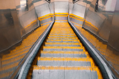 High angle view of escalator