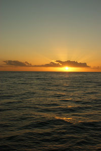 Scenic view of sea at sunset