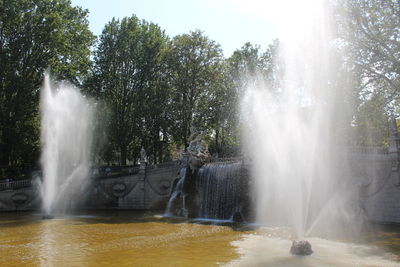 Low angle view of waterfall