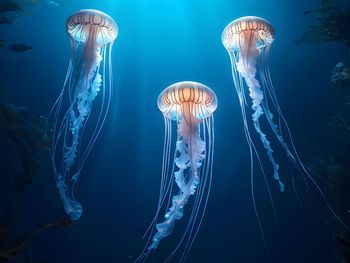 Jellyfish swimming in sea